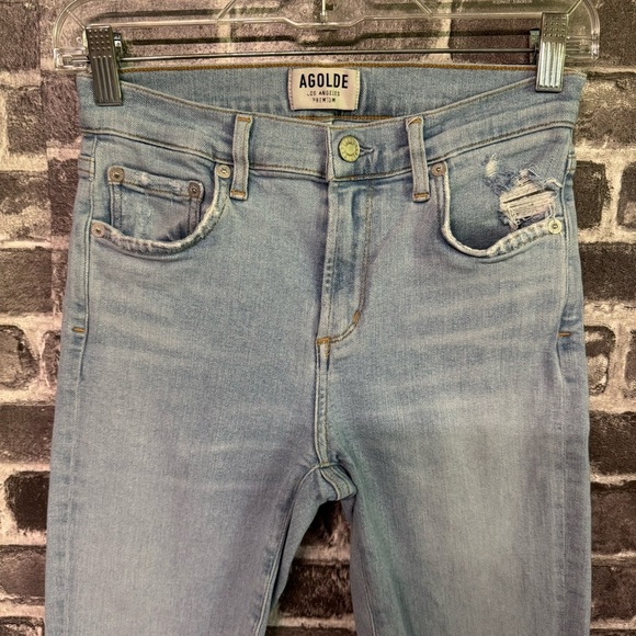 AGOLDE Sophie High Rise Skinny Crop Jeans Parallel Light Wash Raw Hem - Picture 3 of 13